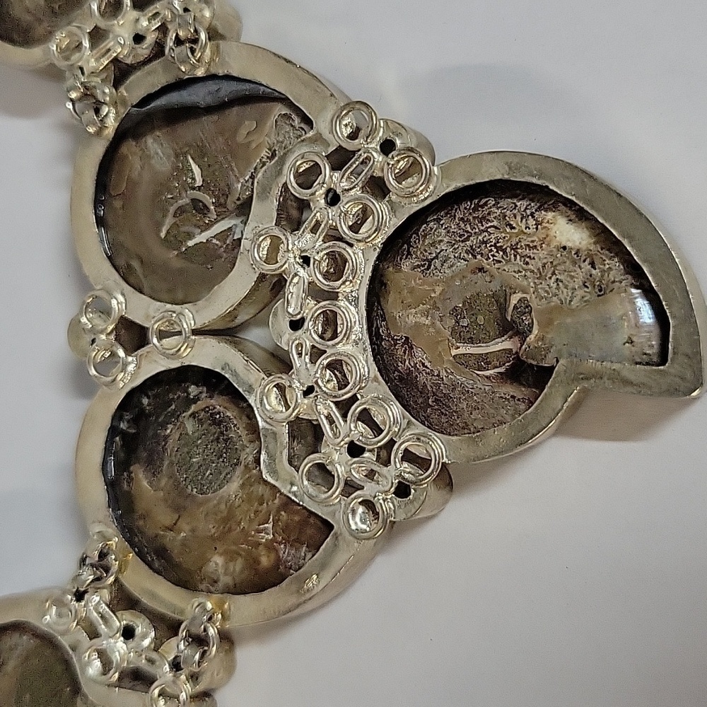 Chunky Boho Hippie Ammonite Fossil Shell Necklace with Citrine Accents - Picture 8 of 17
